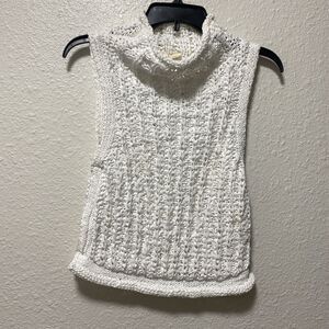 anthropologie top small m white moth knitted chunky cowl neck boho ab